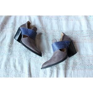 John Fluevog Entrance Room 502 Gray Blue Crocodile Open Side Leather Boots 7.5B